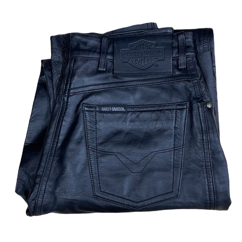 HARLEY-DAVIDSON Genuine Leather Women’s Black Pants Size 8 - Picture 6 of 10